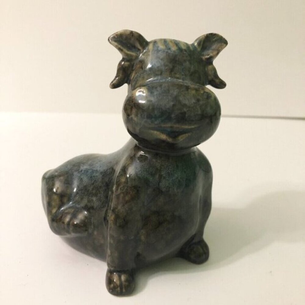 Vintage Lot of 2  Cow Figurine 5 Inch Tall Ceramic Figures - Picture 8 of 15